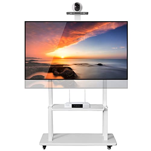 Soporte móvil para TV de 55 a 75 pulgadas, blanco, con ruedas
