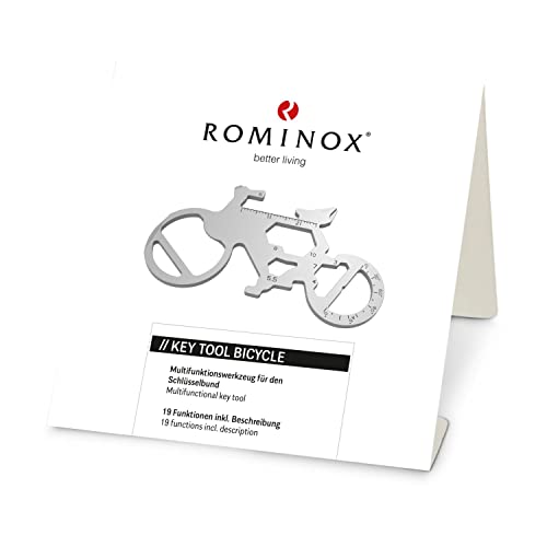 Geschenkartikel: ROMINOX Key Tool Bicycle, 19 Funktionen, Schlüsselanhänger Fahrrad, Mountainbike, Gravel Bike, Edelstahl Multitool, Multifunktionswerkzeug, Kleinigkeit für Adventskalender