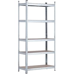 Estanterias Para Ferreteria Ocasion THINIA HOME - Estantería Modular Almacenaje, Acero y MDF Antihumedad, Hogar, Trastero, Garajes y Talleres, 5 Baldas Ajustables, Carga Máxima 875Kg, 90x40x180cm (Largo x Ancho x Alto)