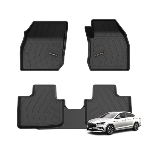 Image of Q Po Slavia (MAX) Nov 2021 - Present ECO TPE Car Floor Mat |Anti Slip All Weather Mats for Slavia (Black)