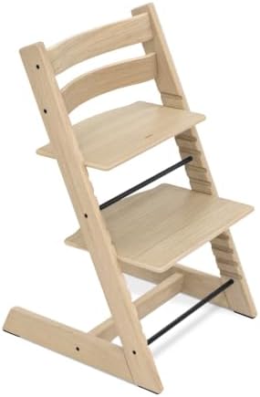 Stokke Tripp Trapp Kinderstuhl, Eichenholz Natur – verstellbar, ergonomisch | Zeitloser Kinderstuhl aus Holz, mitwachsend, ikonisches Design mit höhenverstellbarer Sitz- und Fußpla