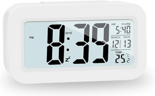 Image of Jamboree!!! Multi-Function Digital Alarm Clock with Temperature, Date, Alarm & Snooze, LED Desk Clock for Home & Office (White)