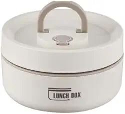 Marmita Térmica Redonda com Alça 440ml - Mantenha sua refeição quente e segura onde estiver (Bege)