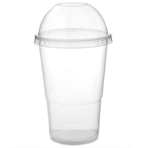 We Can Source It Ltd – Plastic Smoothie Cups 16oz (470ml) with Dome Lids – Disposable Clear Cups with Straw Hole – Ideal for Juices, Milkshakes, Iced Coffee – Leak Resistant Drinkware - Pack of 100