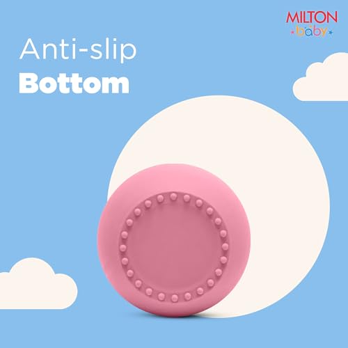 Image of MILTON baby Silicone Tumbler with Spoon I Baby & Toddler Training Cup & Spoon I BPA Free -100% Food Grade I Weighted Base to Prevent Tip-Overs I Anti Slip Bottom I Gentle on Tender Gums I Pink