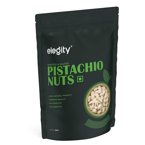 Image of Elegity California Salted Pistachios Pouch 250 gm | Namkeen Pista Dry Fruit | Crunchy, Tasty & Healthy | Rich in Fibre & Protein | No Added Preservatives & Colour in Nutritious Nuts