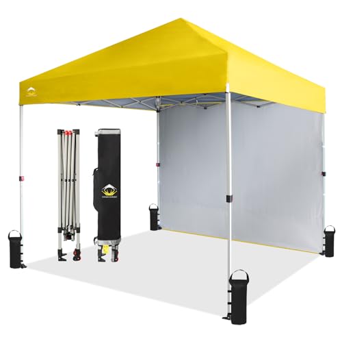 image for CROWN SHADES 8x8 Pop Up Canopy with 1 Side Wall - Beach Tent with One 