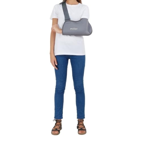 Image of Arm Sling Pouch Belt, Arm Brace Immobilizer with Elbow Support for Fracture, Sprain, Dislocation and Pain Relief, M, Black (M, Grey)