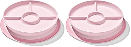 OXO Tot Stick and Stay Suction Divided Plate (Pack of 2, Blossom)