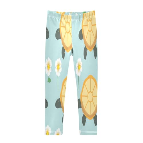 Toddler Girls Leggings Printed Yoga Pants Leggings White Flower Turtle for Kids