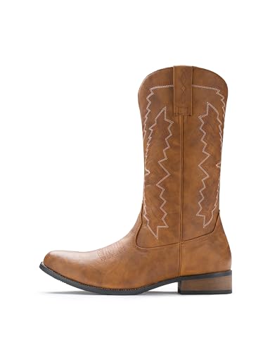 Image of Cowboy Boots For Men Western Boot Embroidered Square Toe Traditional Boots