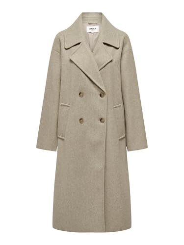 Only Onlwembley L/S Ovsize Coat Tlr Noos Abrigo, Mujer, Weathered Teak/Detail:melange, 34