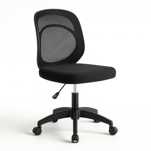 Silla de Oficina o Escritorio ergonómica. Sin reposabrazos. Juvenil sin Brazos. Soporte Lumbar. Tela Transpirable. con Ruedas, giratoria Asiento Espuma Alta Densidad, Calidad.
