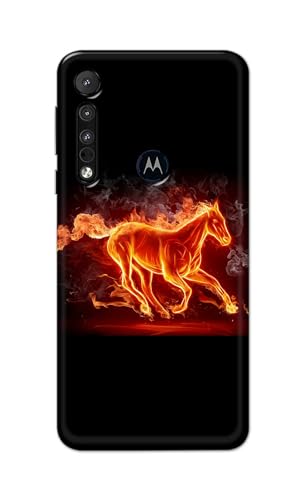 Image of PRINTFIDAA Printed Hard Back Cover Case for Motorola One Macro Back Cover (Fiery Horse) -112