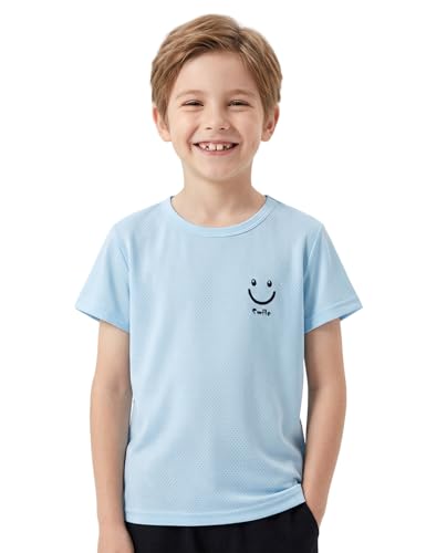 Image of Venzina Kids Solid Regular Fit T-Shirt for Boys & Girls| Quick-Dry Short Sleeve with Black Smiley Print|Air Vent Cool Fabric| Play & School Wear