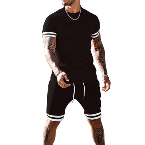 Mens Short Sets 2 Piece Outfits Fashion Short Sleeve Summer Tracksuits Casual Set with Pockets2