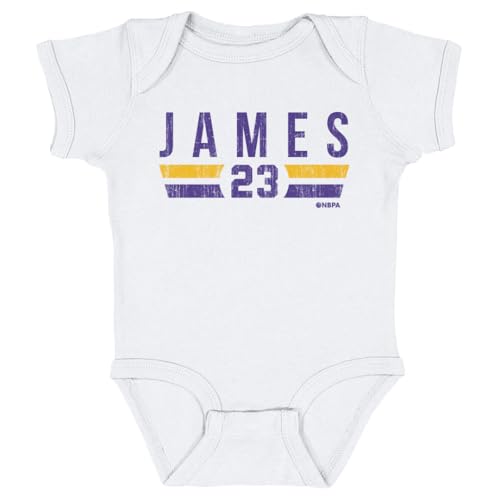 500 LEVEL LeBron James One-Piece Infant Bodysuit - LeBron James Los Angeles Font (White, 6M)