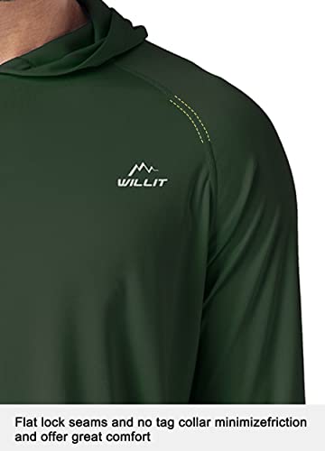 Image of Willit Men's UPF 50+ Sun Protection Hoodie Lightweight Long Sleeve Fishing Shirt Loose Fit Swim Rash Guard, Od Green, Large