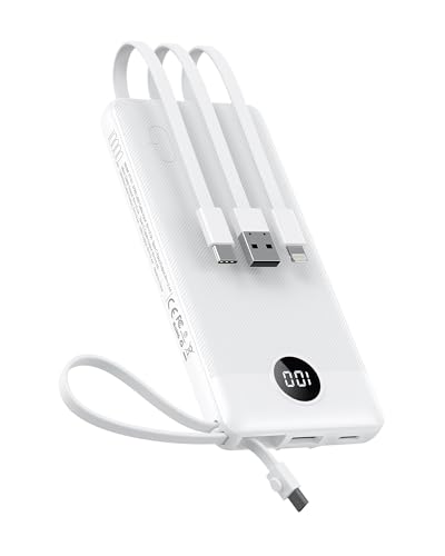 VEEKTOMX Portable Charger Built-in Cables, 10000mAh Power...
