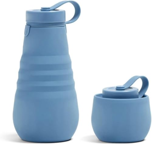 Farigrut シリコンボトル 折りたたみ 伸縮型 水筒 600ml 漏れ防止 無地 大容量 携帯式水筒 冷凍できる ポータブル 持ち運び便利 超軽量 ブラック ソフト ボトル ウォーターボトル 登山 キャンプ アウトドア 600ml おしゃれ ギフト