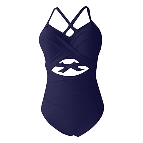 Nadition Girls Swimsuit Maternity Swimwear Maternity Wear Sexy Hollow Feather Print One-Piece Sexy Bathing Suit For Women Monokini Swimsuits For Women Sexy Womens High Waisted Bikini,Navy,M #TOP24