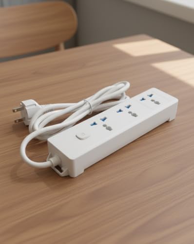 Image of SBF Universal 3 Socket Extension Board with Power Switch and 2M Cord, Multi Plug Power Strip for Home, Office, Computer, Mobile Charging (White(1K3P))