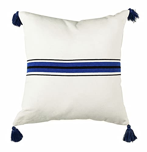 SAFAVIEH Home Collection Orlanda White and Navy (16" x 16")