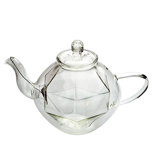 Creano Tetera de Vidrio de Doble Pared "Diseño de Diamante" con Tamiz en Espiral y Tapa de Vidrio, sin Goteo | 800ml - Imagen 7