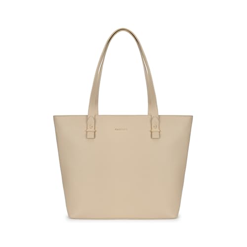 Image of Fastrack PowerCarry Tote for Women, Semi-PU Faux Leather Tote with Zip Closure and Comfy Strap, Spacious 15.12L Handbag for Office, College, or Casual Outfits, Large Tote Bag for Women