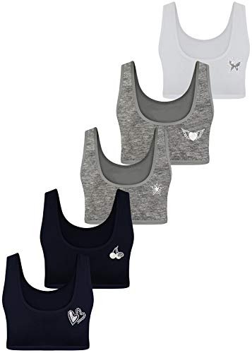 LOREZA ® 5 Sujetador Bustier para Niñas Ropa Interior Piedras Preciosas Camiseta de Tirantes...