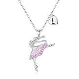 Vjoypro Birthday Gifts for Girls, Dance Necklace Ballerina Jewelry Gifts for Girls Initial L Letter