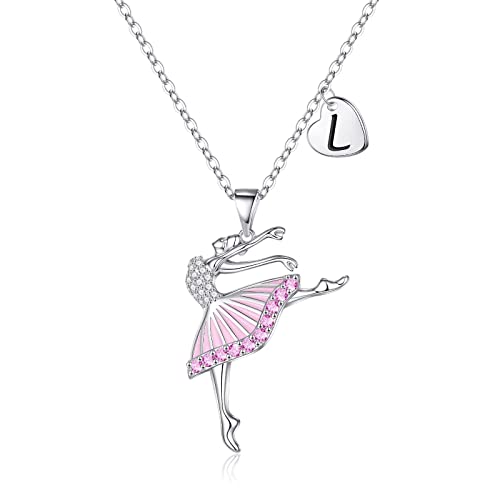 Vjoypro Birthday Gifts For Girls, Dance Necklace Ballerina Jewelry Gifts For Girls Initial L Letter Ballet Pendant Birthday Mothers Day Gifts For Daughter Girls Niece #TOP18