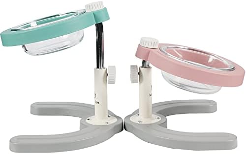 Djustable Lifting Bowl for Pets 10° Tiltable Debug Cat and Dog Pet Bowl Non-Slip (Green)