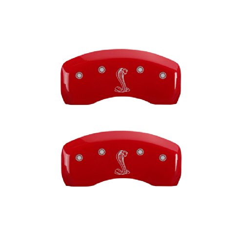 Mgp Caliper Covers 10017Scnkrd Red Brake Covers Engraved With Silver Cobra/Tiffany Snake (Set Of 4 ) #TOP1