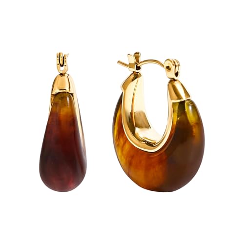Boucles d'oreilles lunes délicates en or et résine, bijoux tendances pour le quotidien des femmes