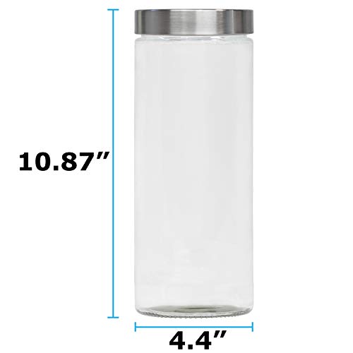 Blue Donuts 67 Oz Glass Jars with Stainless Steel Lids Airtight - Glass Kitchen Canisters, Glass Containers for Food Storage with Lids, Airtight Food Storage Containers for Pantry, 2000 ML Clear Jars - Thumbnail 3