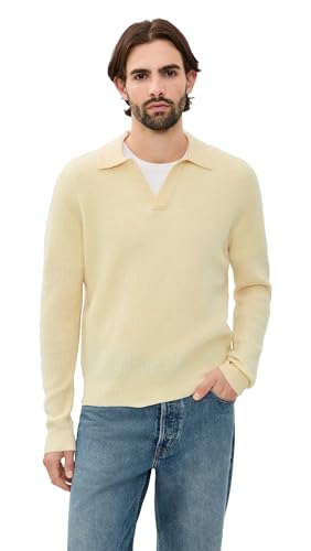 Madewell Men's Johnny-Collar Sweater Polo in Heritage Merino Wool, Biscuit, L