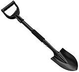 Round Pointed Digging Shovel, 78cm Metal Spade Shovels with D-Grip Handle, Strong handle Light Weight Short Gardening Digging Shovel/Matteblack
