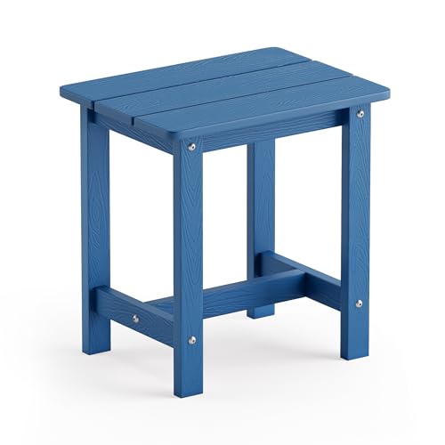 LUE BONA Outdoor Side Table, HDPS Small Outdoor Table, Adirondack Side Table, Outside End Table for Patio, Porch, Deck, Weather Resistant/Easy Maintenance/Indoor or Outside Use, Navy Blue by LUE BONA - Used condition - US$40.43