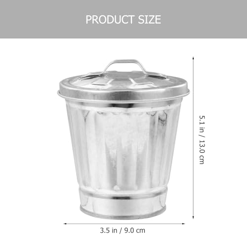Lid para basurero mini plateado galvanizado 2 pcs miniatura 2
