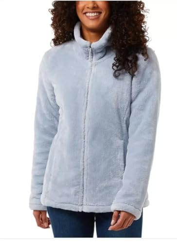32 Degrees Women's Plush Faux Fur Jacket – Full Zip, Soft & Cozy - Plus Sizes Available (Blue, L)