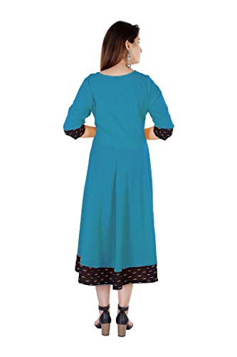 Image of Cotton Plain Black Parinted Lace Border Anarkali Dress Kurtis for Women - Not a Set with Dupatta or Pant