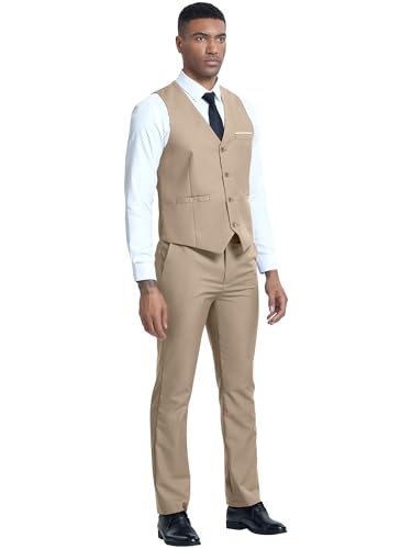 Men's 3 Piece Retro Herringbone Tweed Suit - Slim Fit Wool Prom Tuxedo4