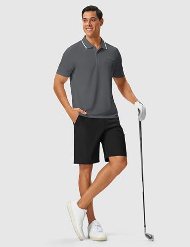Image of Rdruko Men's Polo Shirts Short Sleeve Quick Dry Outdoor Golf Sports Shirts with Pocket