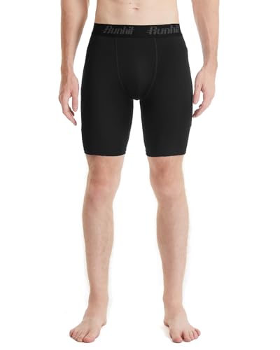 Runhit Men's Compression Shorts with Pockets – 9" Performance Athletic Shorts for Workouts Sports Running Spandex Underwear2