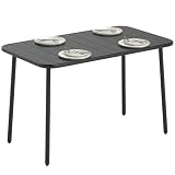 Outsunny Mesa de Comedor de Jardín Rectangular de Acero 120x70x72 cm Gris