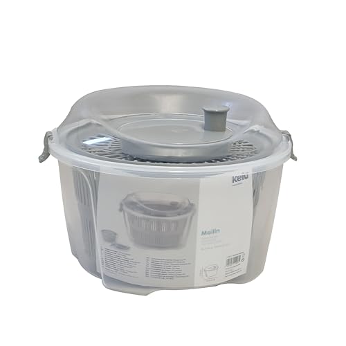 kela salad spinner with lid 24.5 cm, left and right turning, salad spinner, plastic sieve for salad spinners or colander for vegetables, fruit, penne, MAILIN, grey - Image 7