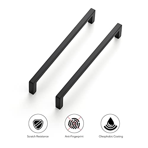 Image of Ravinte 10 Pack Matte Black Cabinet Pulls, 6-1 /4 Inch (160mm) Hole Center Slim Kitchen Handles, Square Drawer Pulls for Cabinets & Cupboards, Hardware