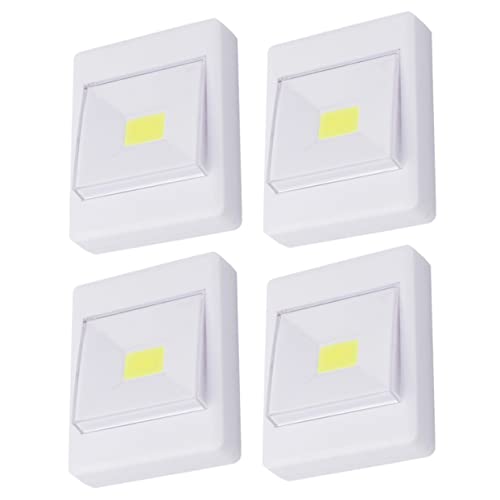 Mikikit 4Pcs Cob LED Wall Light Battery Operated Cabinet Light for Without Glare Easy Installation for Wardrobe and Indoor Use Random Style