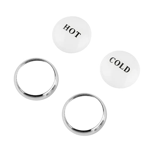 Brassqueen 1.03 Inch Faucet Parts Replacements Bathroom Kitchen Double Handle Index Button Hot And Cold Polish Chrome Label For Faucet Or Shower Faucet With Double Cross Handle #TOP8